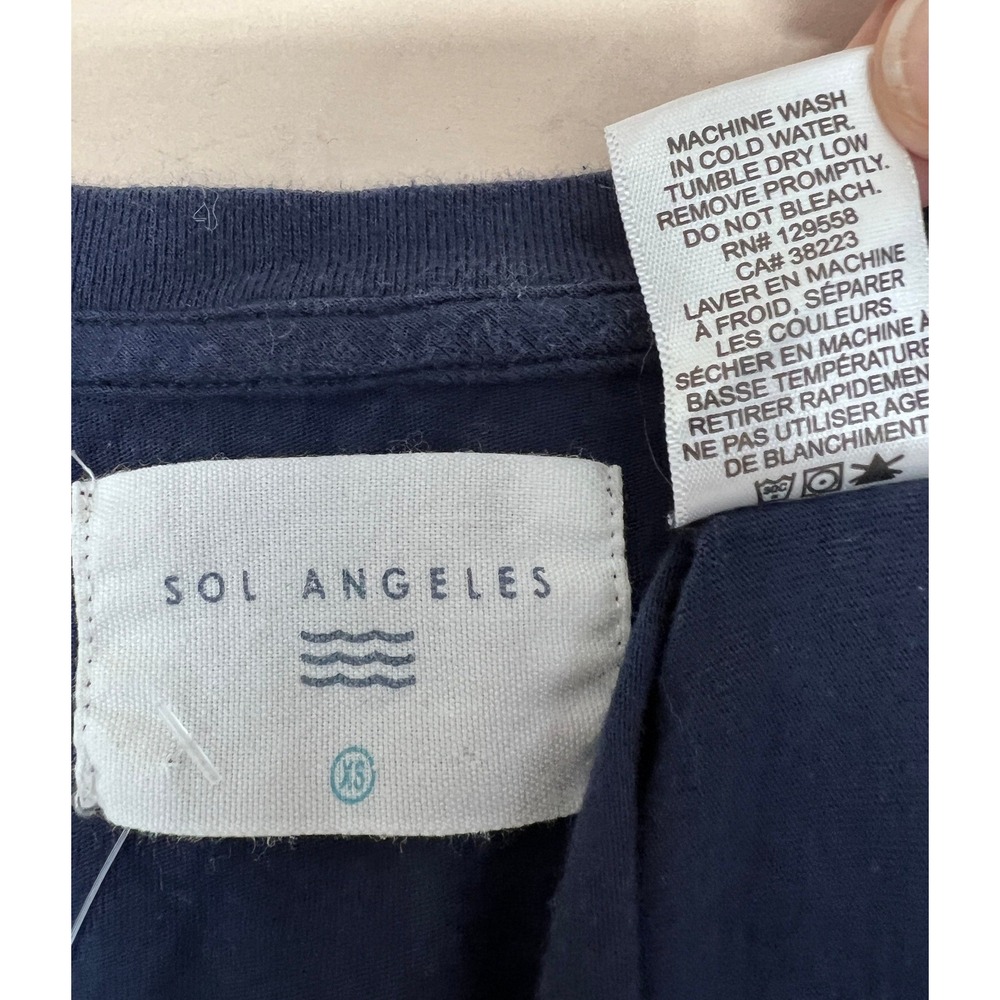 Sol Angeles Graphic Tee Womens XS Blue Good Running Down The Dream V-Neck - Picture 4 of 4